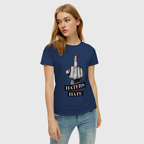 Женская футболка Haters gonna hate / Тёмно-синий – фото 3