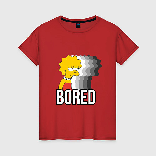 Женская футболка Лиза Симпсон - bored / Красный – фото 1