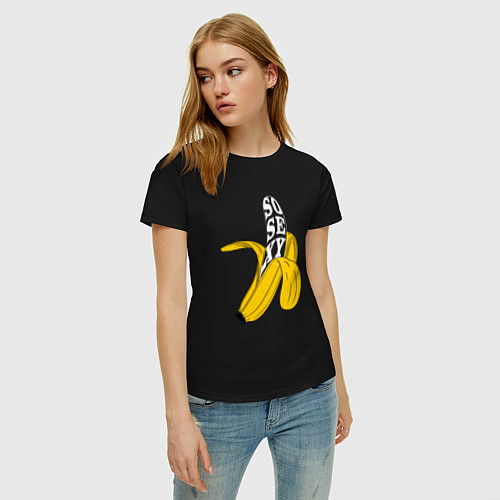 Женская футболка Заводной банан / Черный – фото 3