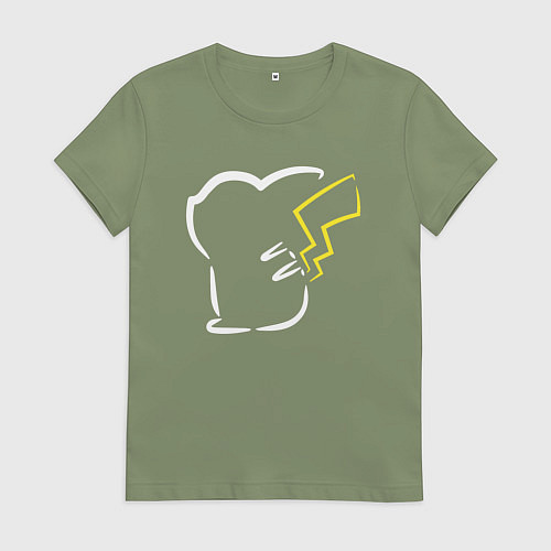 Женская футболка Пикачу минимализм / Авокадо – фото 1