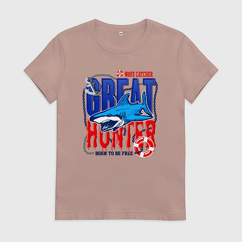 Женская футболка Акула великий охотник / Пыльно-розовый – фото 1
