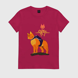 Футболка хлопковая женская Stray - cat logo, цвет: маджента