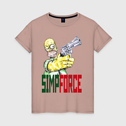 Женская футболка Гомер Симпсон с револьвером