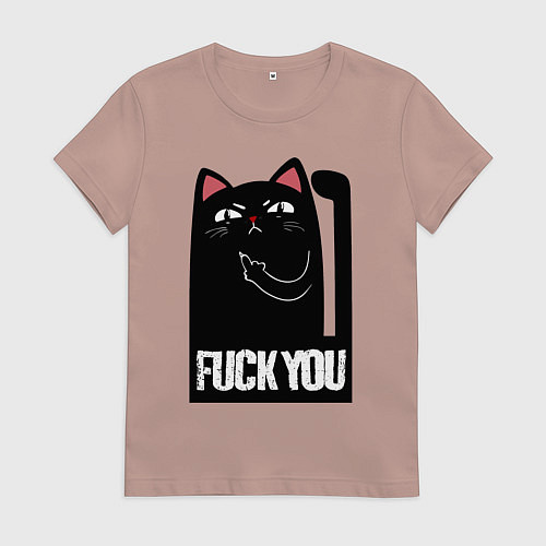 Женская футболка Black cat - fuck you / Пыльно-розовый – фото 1