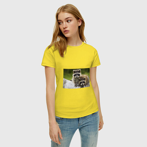 Женская футболка Дружные еноты / Желтый – фото 3