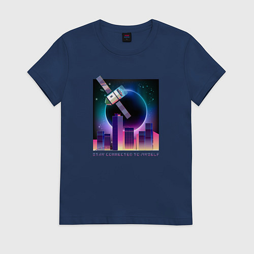 Женская футболка Оставаясь на связи с собой / Тёмно-синий – фото 1