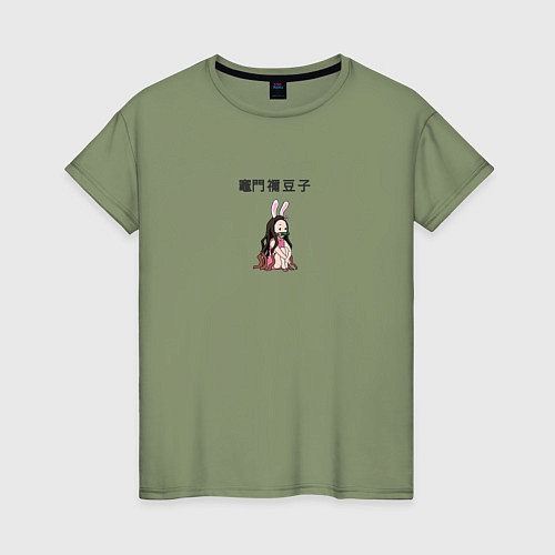 Женская футболка Незуко Комадо канзи из клинок рассекающий демонов / Авокадо – фото 1