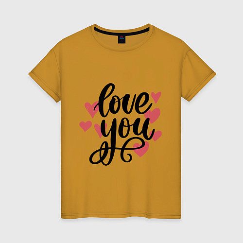 Женская футболка Love U / Горчичный – фото 1