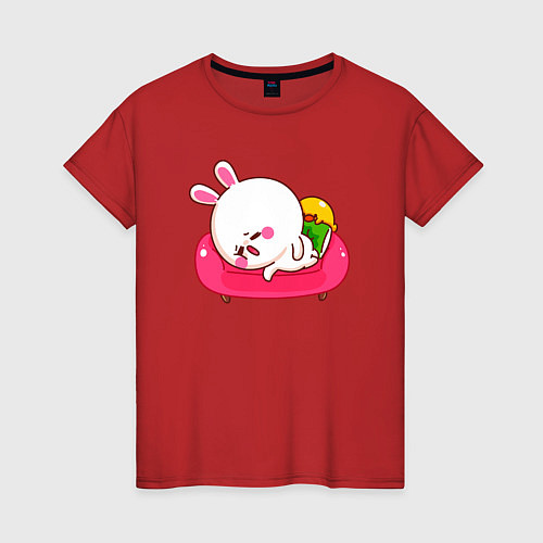 Женская футболка Грустный зайка / Красный – фото 1