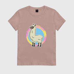 Женская футболка Мультяшная лама альпака