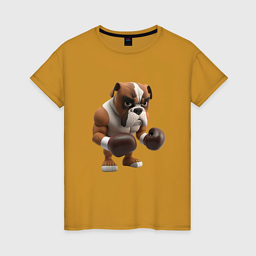Женская футболка Собака чемпион по боксу / Горчичный – фото 1