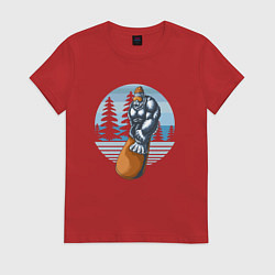 Женская футболка Йети на сноуборде Снежный человек катается на сноу