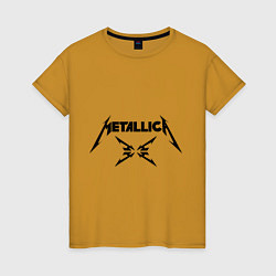 Футболка хлопковая женская Metallica, цвет: горчичный