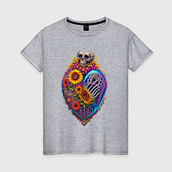 Женская футболка Сердце в подсолнухах