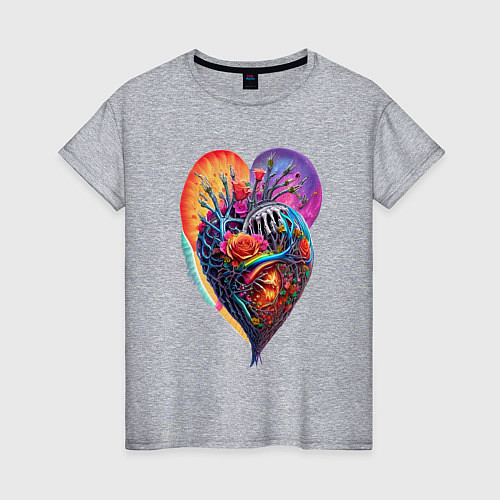 Женская футболка Костяное сердце / Меланж – фото 1
