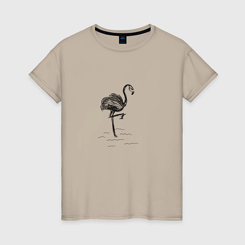 Женская футболка Черный фламинго / Миндальный – фото 1