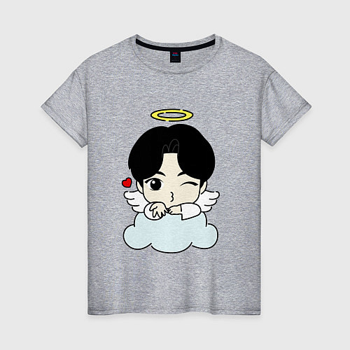 Женская футболка Jin - ангелочек из бтс / Меланж – фото 1