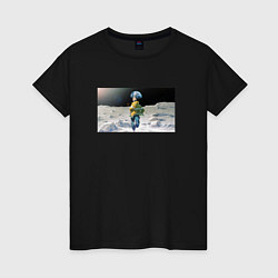 Женская футболка Дэвид бежит на луне