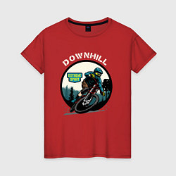 Футболка хлопковая женская Downhill Extreme Sport, цвет: красный