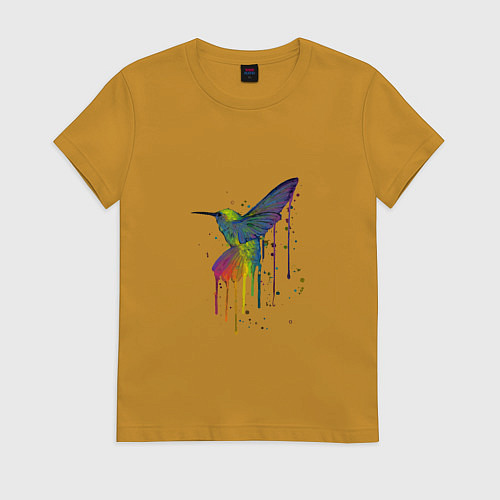 Женская футболка Птичка колибри / Горчичный – фото 1