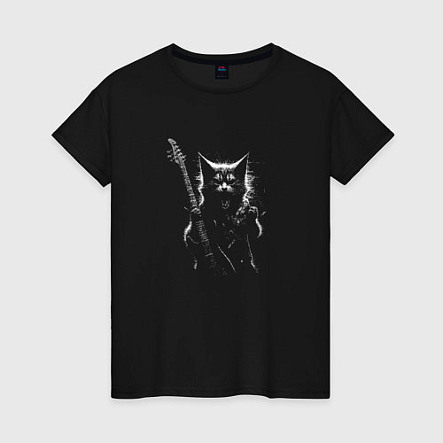 Женская футболка Black metal cat / Черный – фото 1