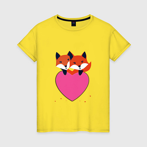 Женская футболка Влюбленные лисята / Желтый – фото 1
