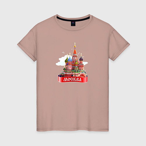 Женская футболка Москва Кремль / Пыльно-розовый – фото 1