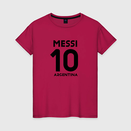 Женская футболка Месси Аргентина автограф / Маджента – фото 1