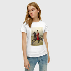Футболка хлопковая женская Николай II на коне, цвет: белый — фото 2