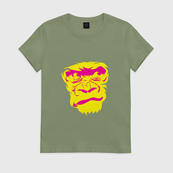 Футболка хлопковая женская Gorilla face, цвет: авокадо
