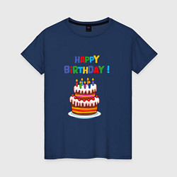 Женская футболка Торт со свечами с днём рождения