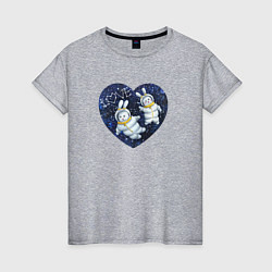 Женская футболка Влюбленные кролики космонавты