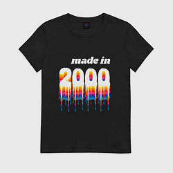 Футболка хлопковая женская Made in 2000 liquid art, цвет: черный