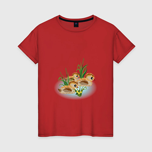 Женская футболка Веселые утята / Красный – фото 1