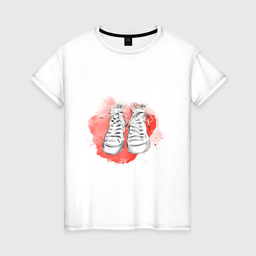 Женская футболка Кеды в акварели / Белый – фото 1