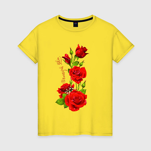 Женская футболка Прекрасная Лидия - букет из роз / Желтый – фото 1