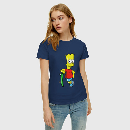 Женская футболка Барт и скейт / Тёмно-синий – фото 3