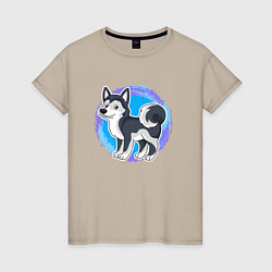 Женская футболка Мультяшный пёс хаски