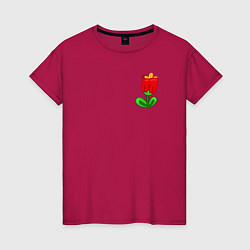 Женская футболка Мультяшный красный цветок