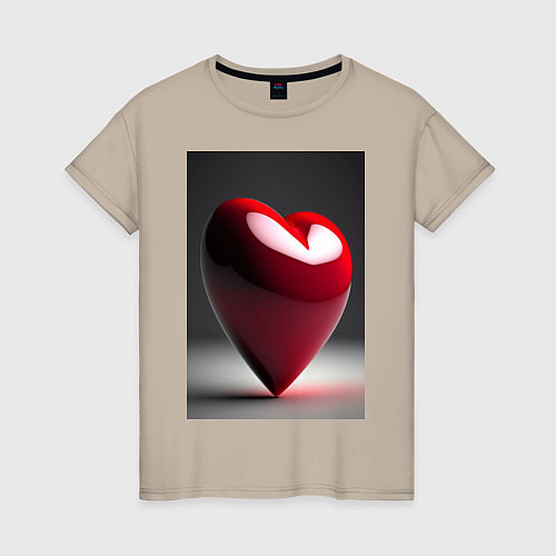 Женская футболка Сердечко, созданное нейросетью / Миндальный – фото 1