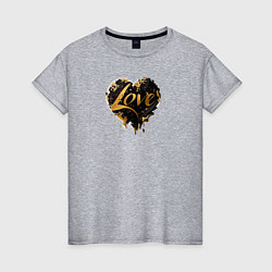 Женская футболка Любовь на День Святого Валентина, черный и золотой
