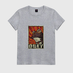Футболка хлопковая женская Obey frog, цвет: меланж