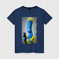 Женская футболка Marge Simpson and black cat - нейросеть - fantasy