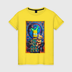 Женская футболка Bart Simpson and cats - нейросеть - плакат