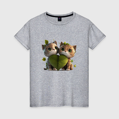 Женская футболка Лесные котята из аниме с сердцем / Меланж – фото 1