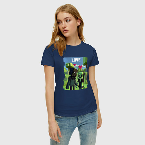 Женская футболка Эндермен и Крипер / Тёмно-синий – фото 3