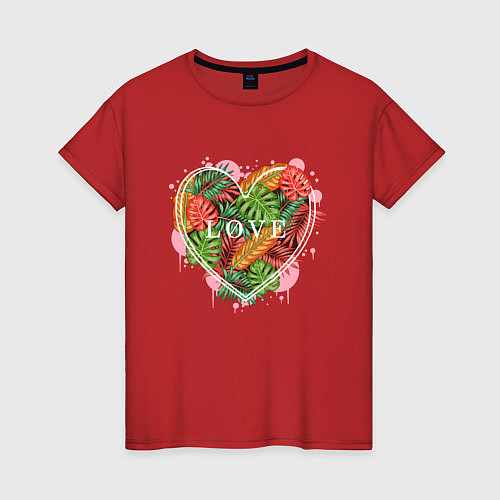Женская футболка Сердце в цветах / Красный – фото 1