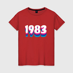 Футболка хлопковая женская Made in 1983 vintage art, цвет: красный