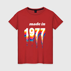 Футболка хлопковая женская Made in 1977 liquid art, цвет: красный