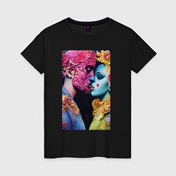 Женская футболка Поцелуй - нейросеть - art
